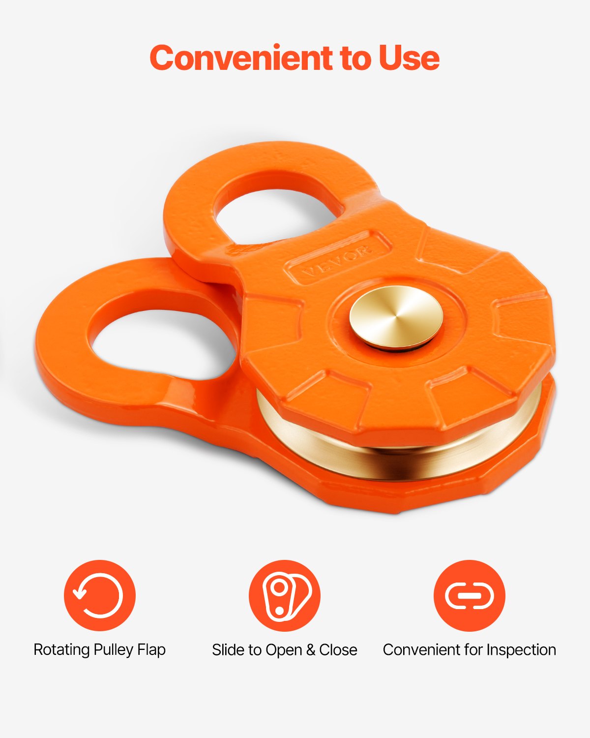 VEVOR Polea para Recuperación de Cabrestante de Resistencia a la Rotura de 30 T con Cuerda de Diámetro de 10 - 14 mm, Accesorios de Rescate para Remolque y Rescate en Tractores, Camiones, ATV y UTV