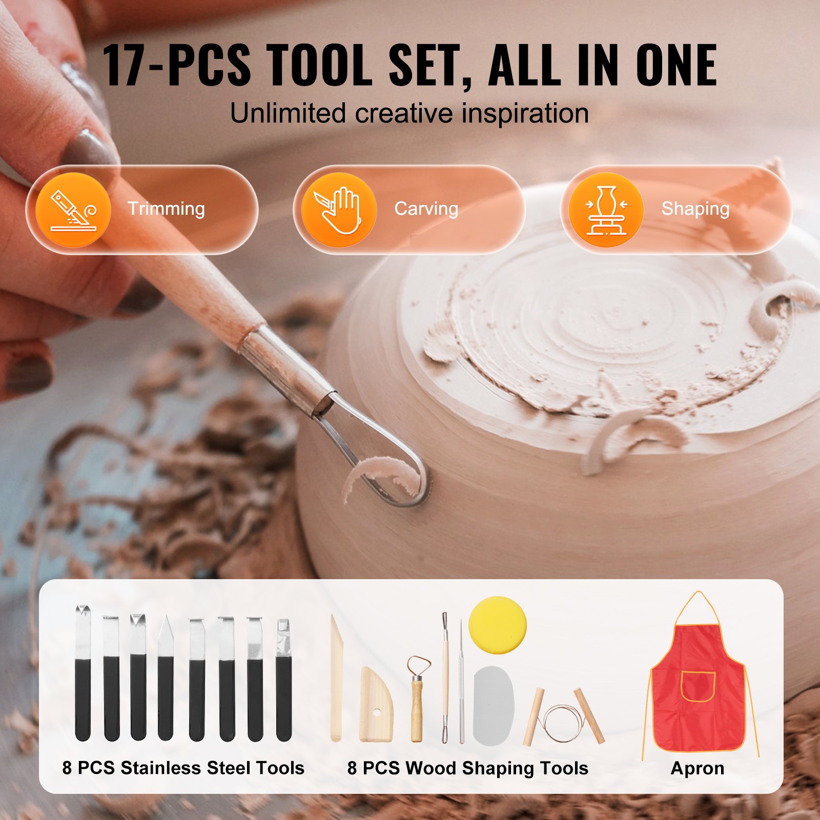 VEVOR Pottery Wheel, 25 cm Pottery Shaping Machine, 350 W Electric Pottery Wheel with Foot Pedal & LCD Touchscreen, Direct Drive Ceramic Wheel with Shaping Tools for DIY Crafts, White