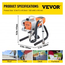 VEVOR Pulverizador de Pintura sin Aire con Carro 1500W Pistola Rociadora 3000 PSI