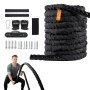 VEVOR Cuerda Batalla Φ 38 mm x 9,1 m Entrenamiento de Fuerza en Gimnasio Negro