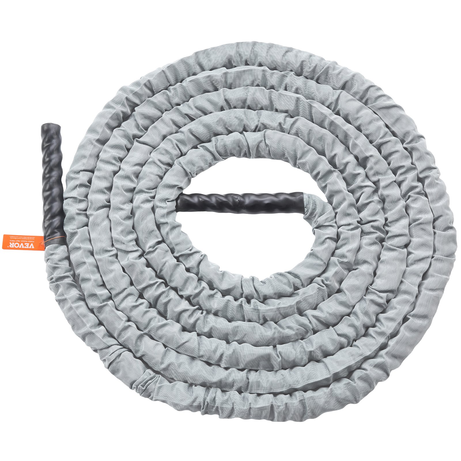 Cuerda de batalla VEVOR, cuerda de ejercicio de poliéster de 1,5 pulgadas de diámetro y 30 pies de largo, equipo de ejercicio de batalla con funda protectora y anclaje, cuerda pesada con peso para entrenamiento de fuerza central en el gimnasio en casa, gris