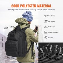 VEVOR Mochila Táctica Militar de 320 x 260 x 450 mm 25 L con Diseño Molle, Negro