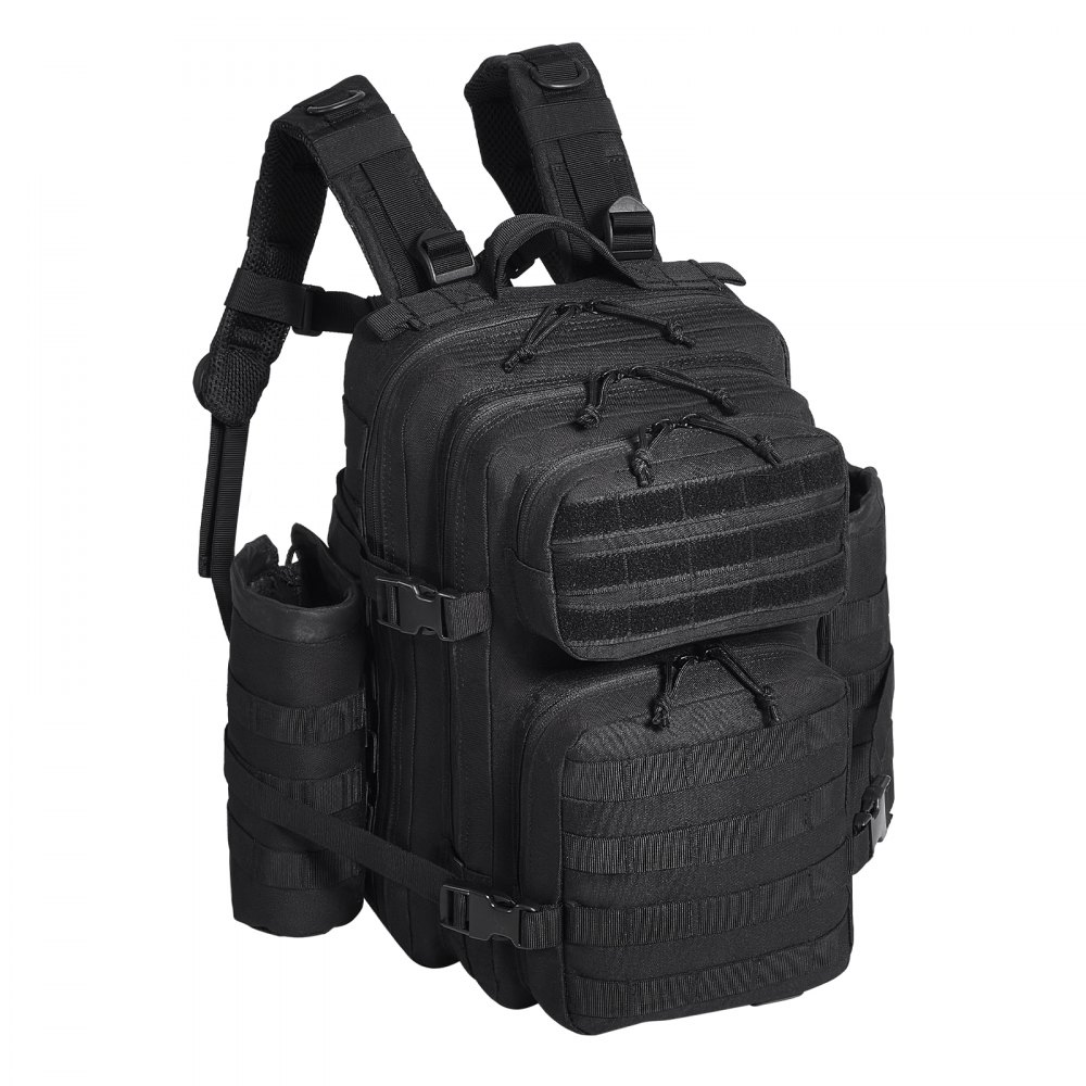 VEVOR Bolsa de Viaje Táctica Mochila de 260 x 230 x 420 mm 25 L con Diseño Molle y 3 Bolsillos, Mochila de Viaje de Poliéster 600D, Mochila para Deportes, Viajes, Camping, Ropa Fitness, Negro