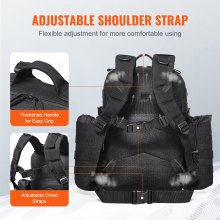 VEVOR Mochila Táctica 25 L con Modo Molle y 3 Compartimentos para Deporte, Negro