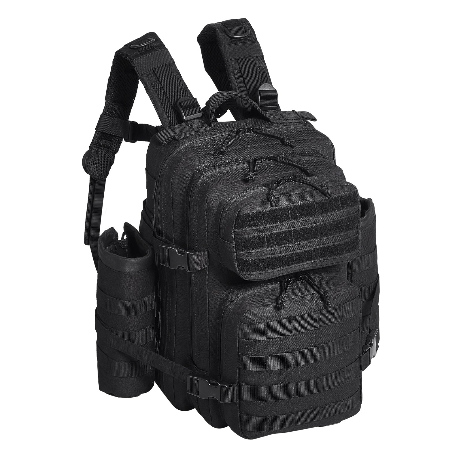 VEVOR Bolsa de Viaje Táctica Mochila de 260 x 230 x 420 mm 25 L con Diseño Molle y 3 Bolsillos, Mochila de Viaje de Poliéster 600D, Mochila para Deportes, Viajes, Camping, Ropa Fitness, Negro