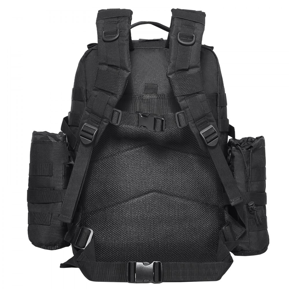 VEVOR Bolsa de Viaje Táctica Mochila de 320 x 290 x 460 mm 45 L con Diseño Molle y 3 Bolsillos Mochila de Viaje de Poliéster 600D Mochila para Deportes, Viajes, Aventura al Aire Libre, Camping, Negro