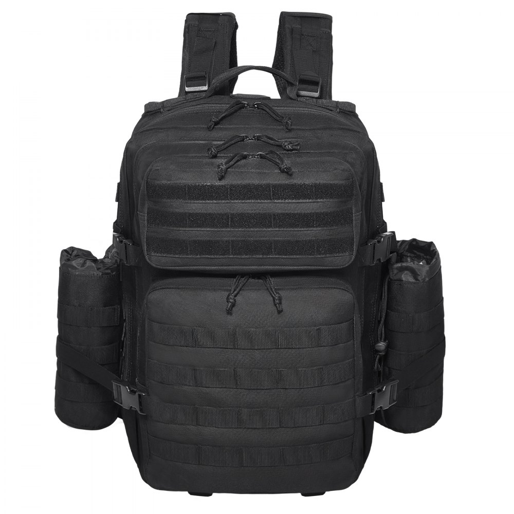 VEVOR Bolsa de Viaje Táctica Mochila de 320 x 290 x 460 mm 45 L con Diseño Molle y 3 Bolsillos Mochila de Viaje de Poliéster 600D Mochila para Deportes, Viajes, Aventura al Aire Libre, Camping, Negro