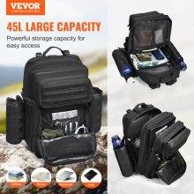 VEVOR Mochila Táctica 45 L con Modo Molle y 3 Compartimentos para Deporte, Negro