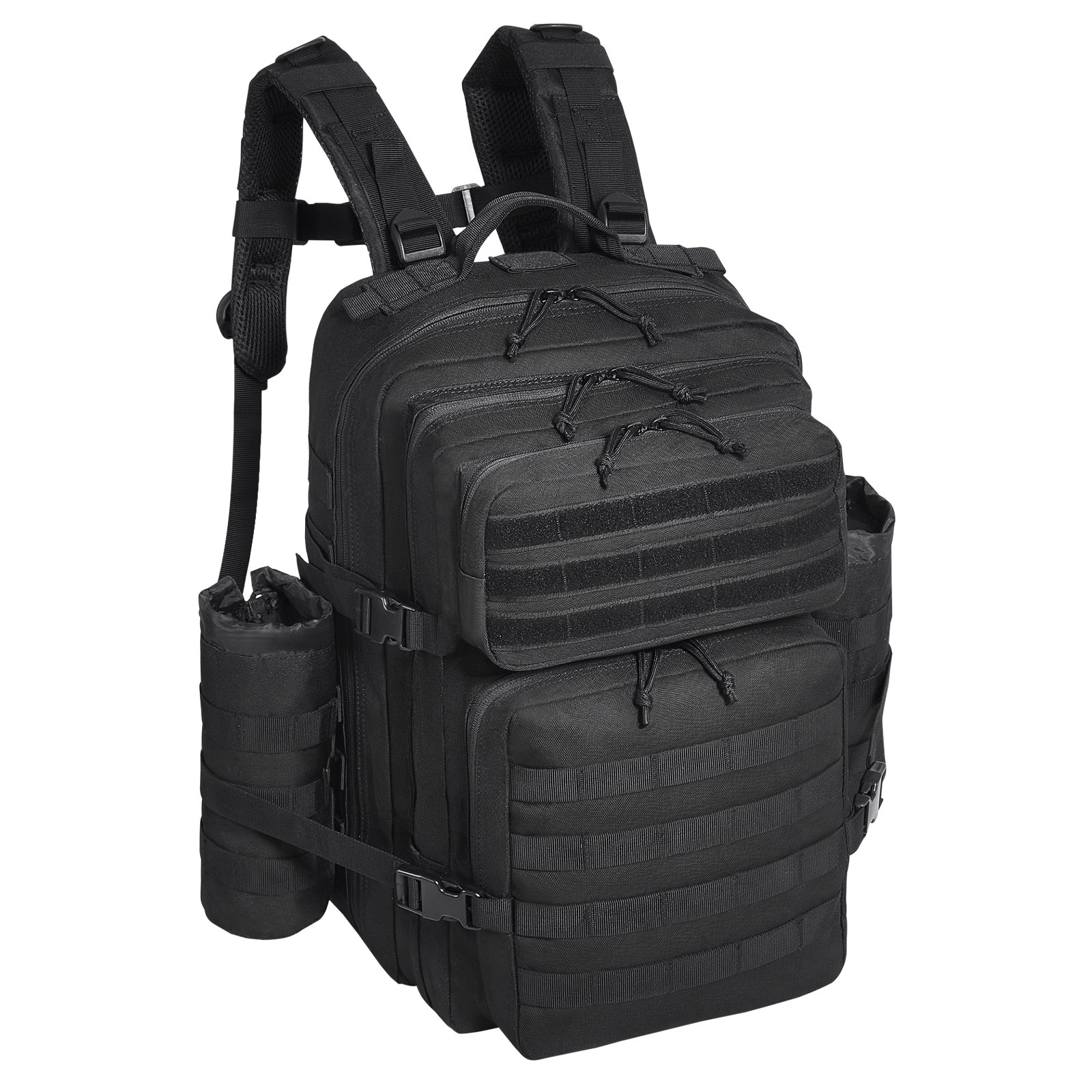 VEVOR Bolsa de Viaje Táctica Mochila de 320 x 290 x 460 mm 45 L con Diseño Molle y 3 Bolsillos Mochila de Viaje de Poliéster 600D Mochila para Deportes, Viajes, Aventura al Aire Libre, Camping, Negro