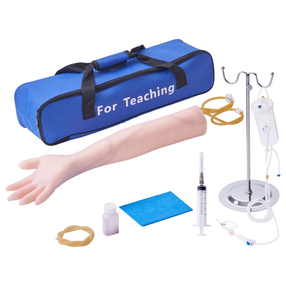 VEVOR Brazo de entrenamiento de infusión de PVC, brazo de entrenamiento de alta simulación con bolsa de transporte, brazo de práctica de venopunción, ayuda para estudiantes y enfermeras