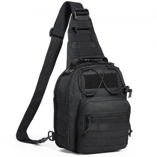 VEVOR Bolsa de Viaje Táctica Bolsa de Hombro 10 L con Diseño Molle y Múltiples Bolsillos, Bolsa de Viaje de Poliéster 600D Bolsa de Equipo Mochila para Deportes, Viajes, Camping, Ropa Fitness, Negro
