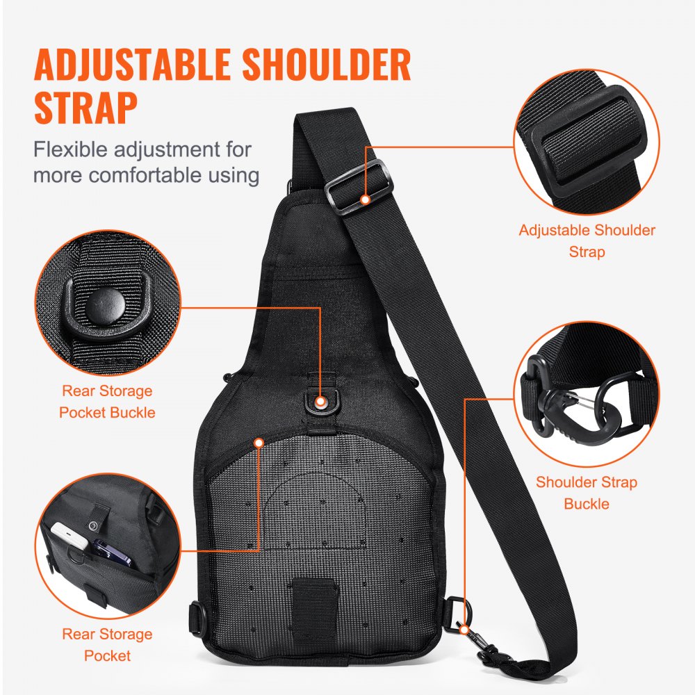 VEVOR Bolsa de Viaje Táctica Bolsa de Hombro 10 L con Diseño Molle y Múltiples Bolsillos, Bolsa de Viaje de Poliéster 600D Bolsa de Equipo Mochila para Deportes, Viajes, Camping, Ropa Fitness, Negro