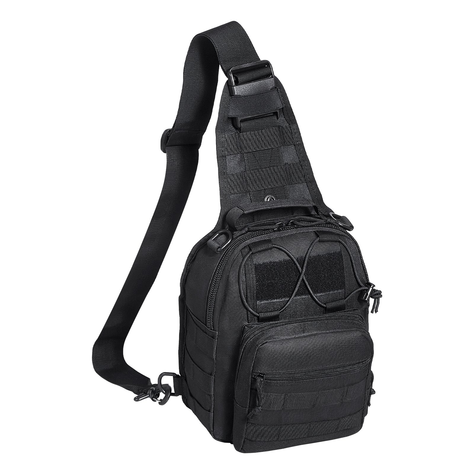 VEVOR Bolsa de Viaje Táctica Bolsa de Hombro 10 L con Diseño Molle y Múltiples Bolsillos, Bolsa de Viaje de Poliéster 600D Bolsa de Equipo Mochila para Deportes, Viajes, Camping, Ropa Fitness, Negro