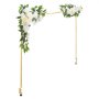 VEVOR Arco de Mesa, Ajustable de 711,2 a 2489,2 mm de Largo y de 330,2 a 1066,8 mm de Alto, con Varilla Decorativa y Flores, Marco de Globo Dorado para Decoración de Bodas, Cumpleaños y Navidad