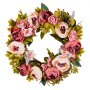 VEVOR Artificial Decorative Wreath, 48.26cm, Pink, decorated with peonies, hydrangeas, baby's breath, door wreath for all seasons, as decoration for home, walls, windows, festivals and weddings