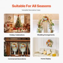 VEVOR Corona Decorativa Artificial, Rojo, Naranja y Amarillo, Decorada con Hortensias, Rosas, Letrero de Madera, Corona para Todo el Año para Todas las Estaciones, Decoración de Festivales, Paredes