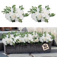 VEVOR Ramo de Bolas de Flores Exuberantes Artificiales, Diámetro Máx. 450 mm, para Centros de Mesa de Boda, Rosas Blancas Pétalo de Seda Poste Plástico, Estilo Sofisticado, 450 x 450 x 270 mm, 10 uds