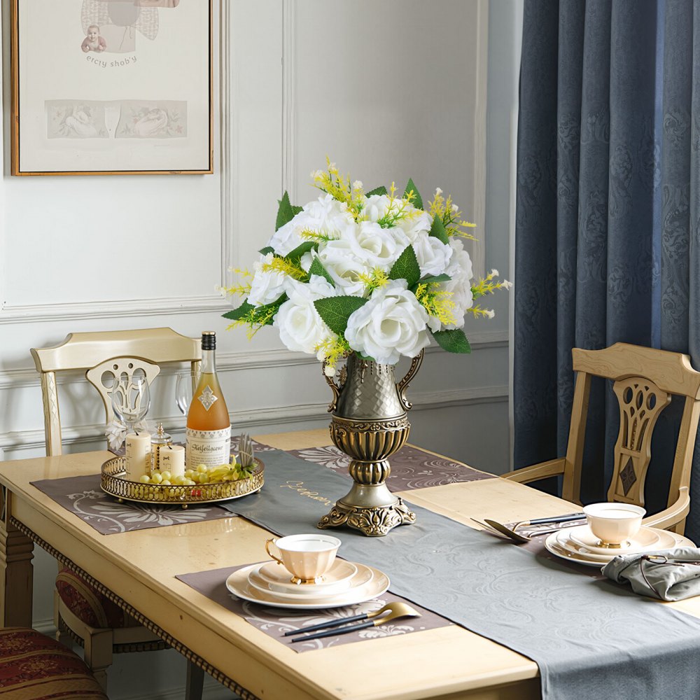 VEVOR Ramo de Bolas de Flores Artificiales Exuberantes, 10 Unidades, Color Blanco, Ideales para Bodas, Fiestas, Mesas de Recepción, Exhibiciones de Postres, Fácil de Ajustar, 240 x 240 x 120 mm