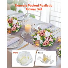 VEVOR Bolas de Flores para Centros de Mesa de Boda Rosa Blanco 24 cm Diámetro
