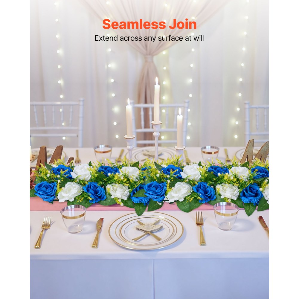VEVOR Ramo de Bolas de Flores Artificiales, 10 Unidades, Ideal para Centros de Mesa de Boda, Arreglos de Rosas Artificiales para Decoración del Hogar, Rosas Azules y Blancas, 500 x 220 x 120 mm