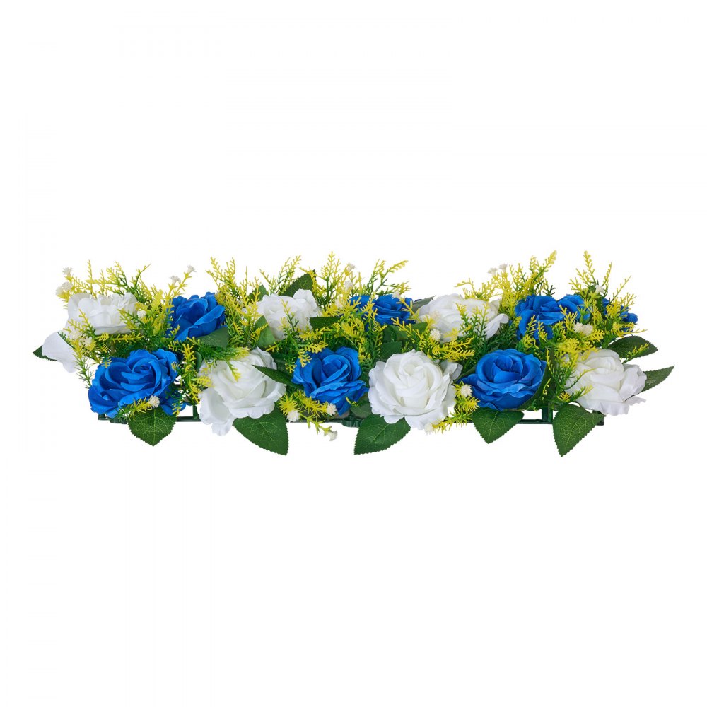 VEVOR Ramo de Bolas de Flores Artificiales, 10 Unidades, Ideal para Centros de Mesa de Boda, Arreglos de Rosas Artificiales para Decoración del Hogar, Rosas Azules y Blancas, 500 x 220 x 120 mm