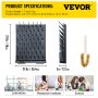 VEVOR Tablero de Clavijas de Estante de Secado 70 X 55,3 X 12,7cm, de PP Prémium Negro para Laboratorio Hospitales Escuelas, Escurridor de Tubos de Laboratorio