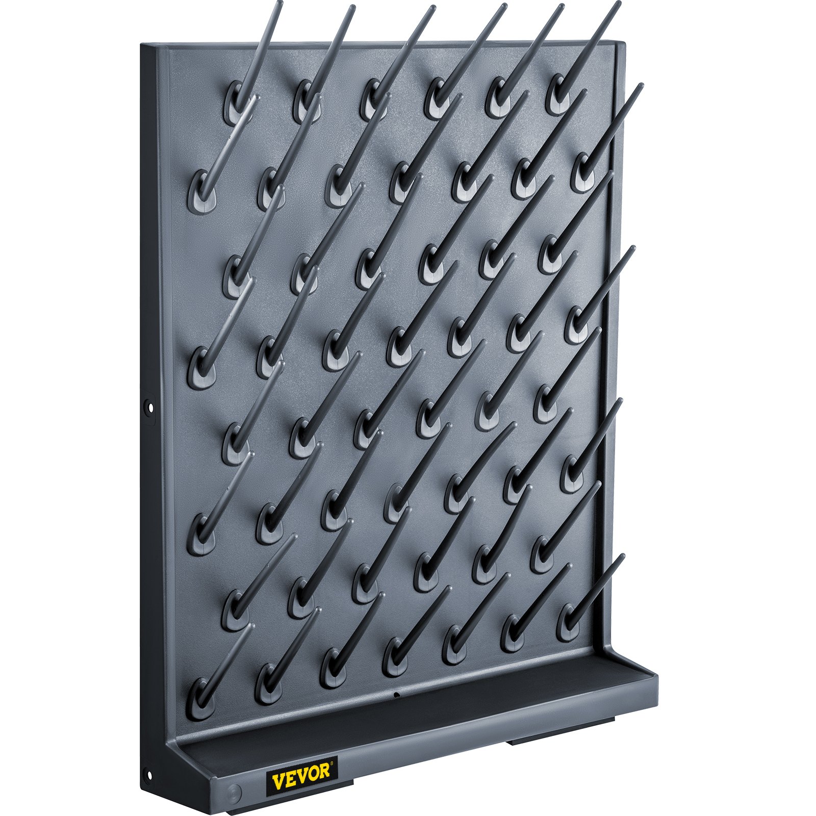 VEVOR Tablero de Clavijas de Estante de Secado 70 X 55,3 X 12,7cm, de PP Prémium Negro para Laboratorio Hospitales Escuelas, Escurridor de Tubos de Laboratorio