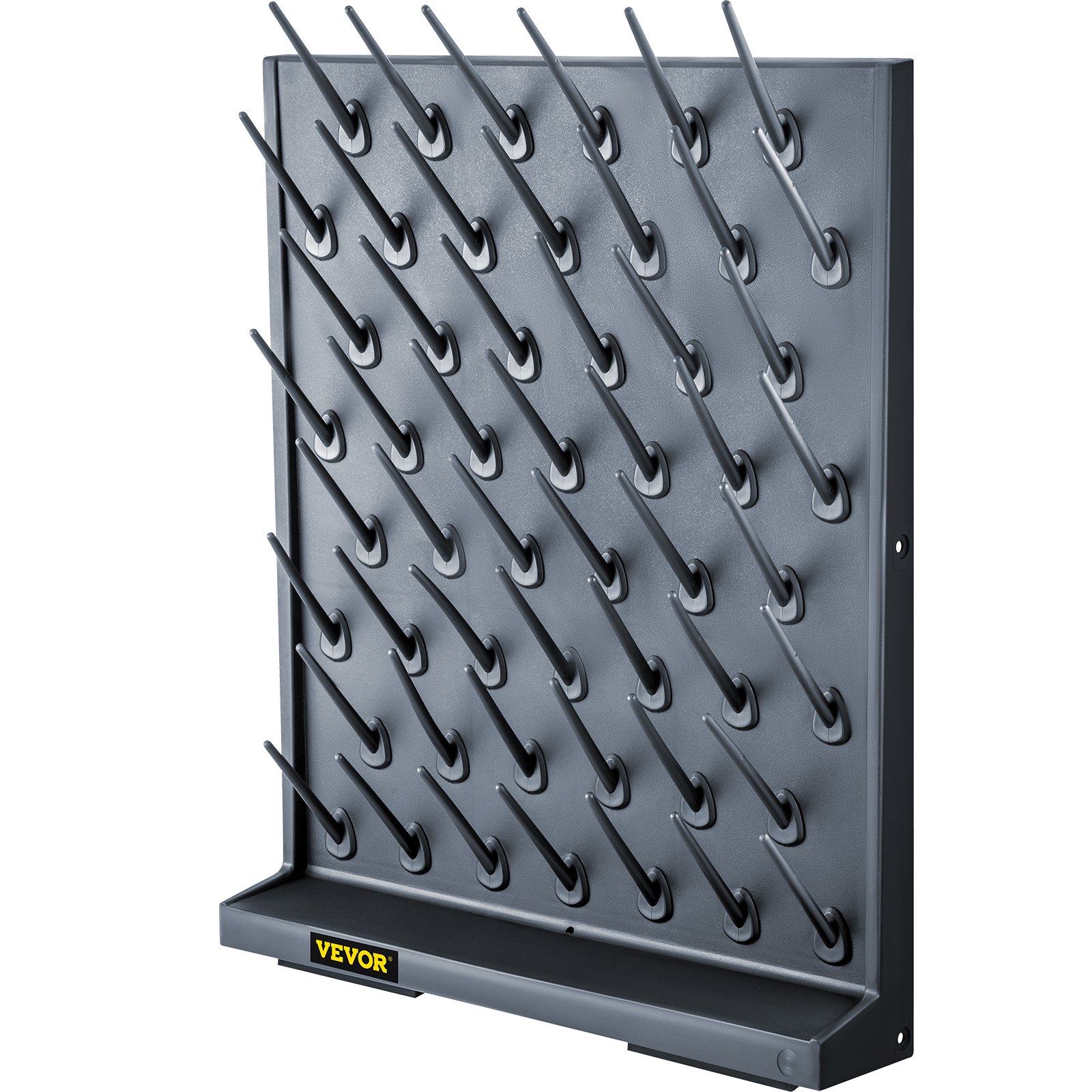 VEVOR Tablero de Clavijas de Estante de Secado 70 X 55,3 X 12,7cm, de PP Prémium Negro para Laboratorio Hospitales Escuelas, Escurridor de Tubos de Laboratorio