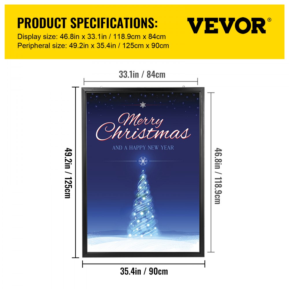 Soporte de Letrero de Caja de Luz LED para Publicidad de Pantalla  1250x900x40mm