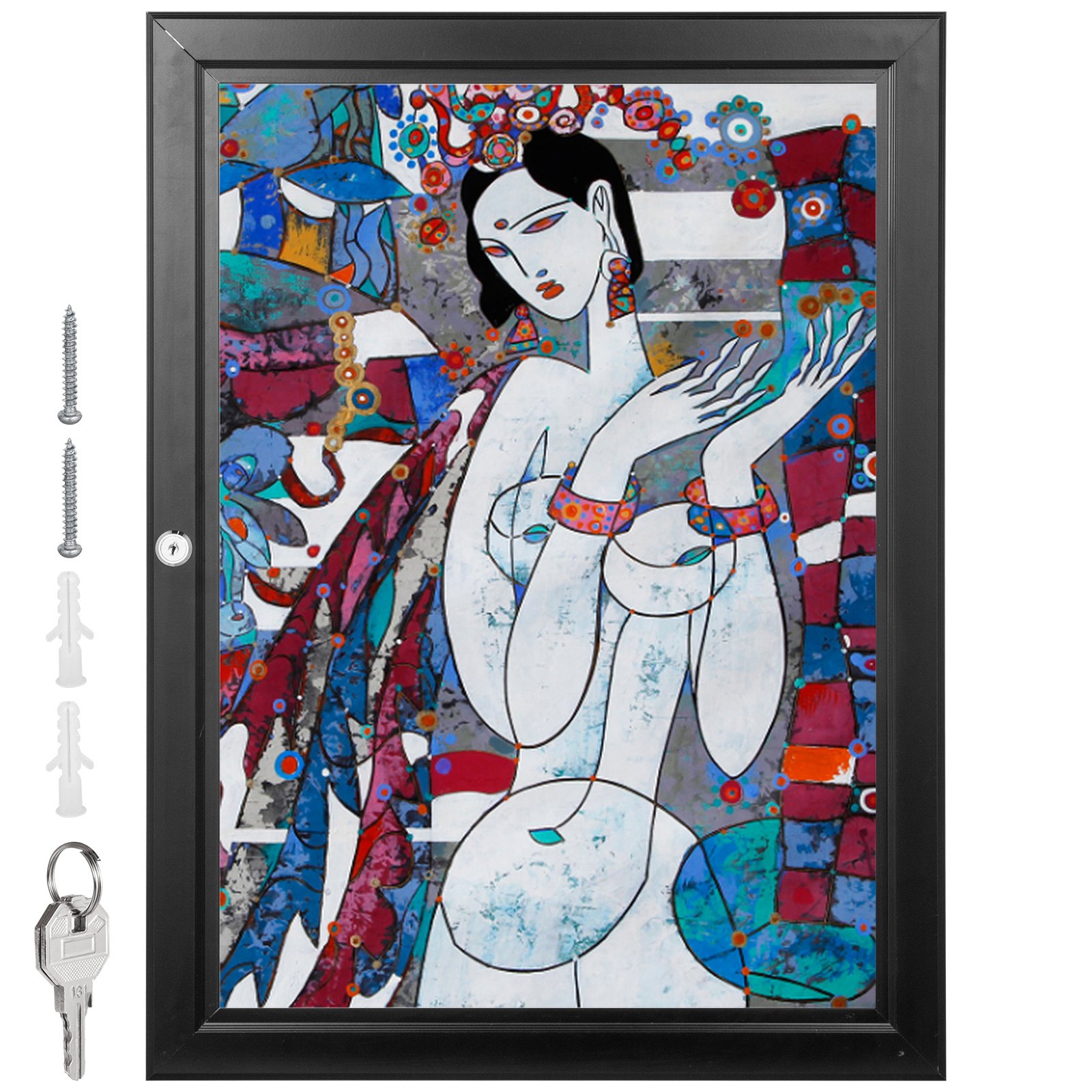 VEVOR A3 con Marco de Póster con Cerradura 49 X 36,7cm, de Acero Vitrina Negra a Prueba de Agua, Marco del Cartel Bloqueable Montado en Pared con 4 Clips de Retención para Cines Boutiques y Ferias