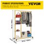 VEVOR Perchero de Ropa 4 Niveles 100x36x150 cm Perchero de Burro Independiente Material de Metal y Madera MDF Capacidad de 180 lbs Perchero de Ropa Resistente con Ruedas para Uso Doméstico o Comercial