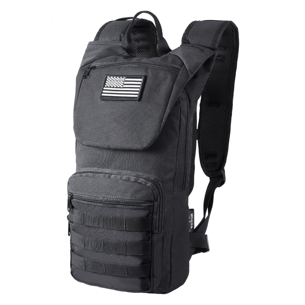 VEVOR Mochila de Hidratación, Mochila de Agua con Depósito de Agua de TPU de 3 L, con Almacenamiento para Hombres y Mujeres, para Senderismo, Correr, Ciclismo, Acampada, Negro, 470 x 210 x 120 mm