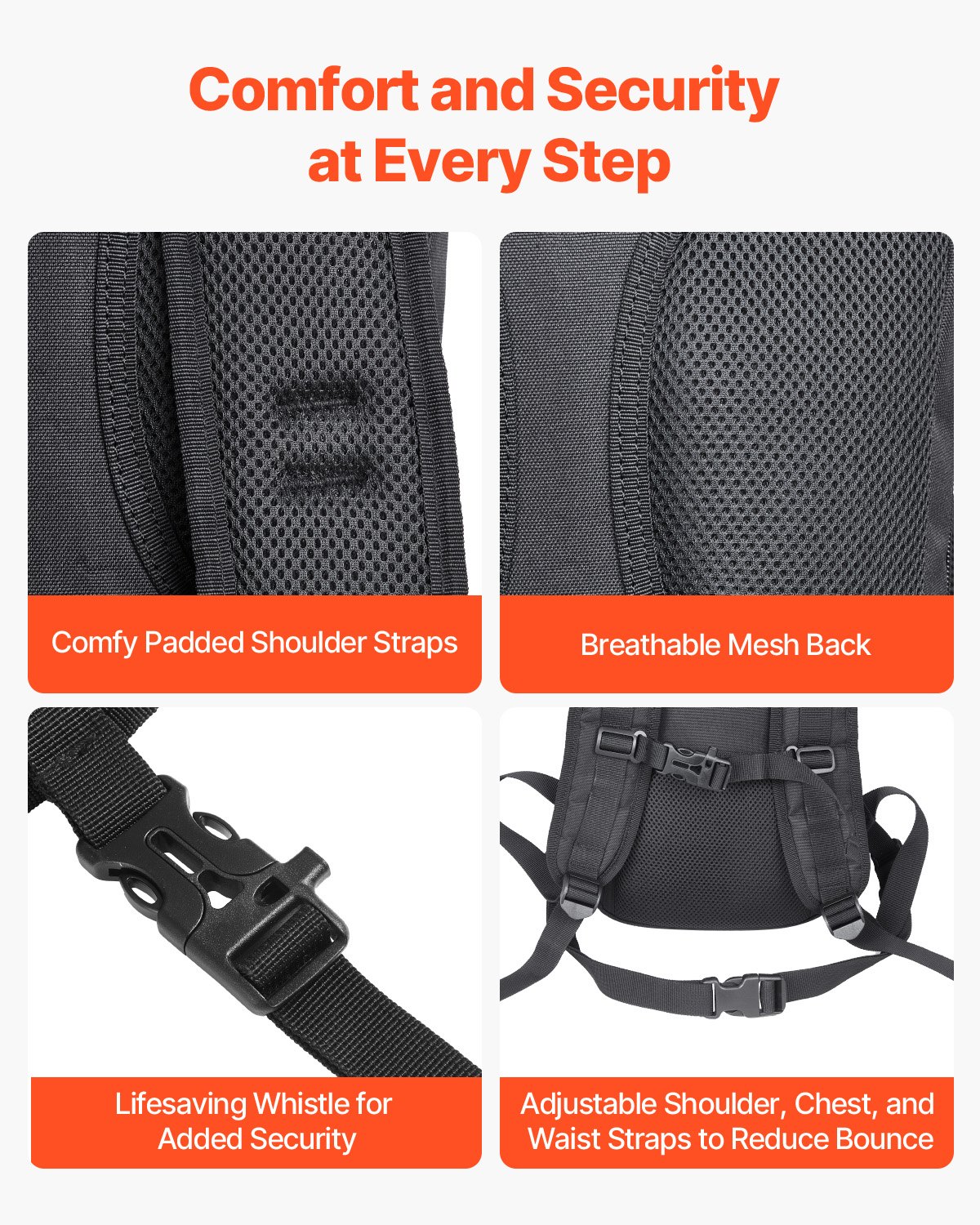 VEVOR Mochila de Hidratación, Mochila de Agua con Depósito de Agua de TPU de 3 L, con Almacenamiento para Hombres y Mujeres, para Senderismo, Correr, Ciclismo, Acampada, Negro, 470 x 210 x 120 mm