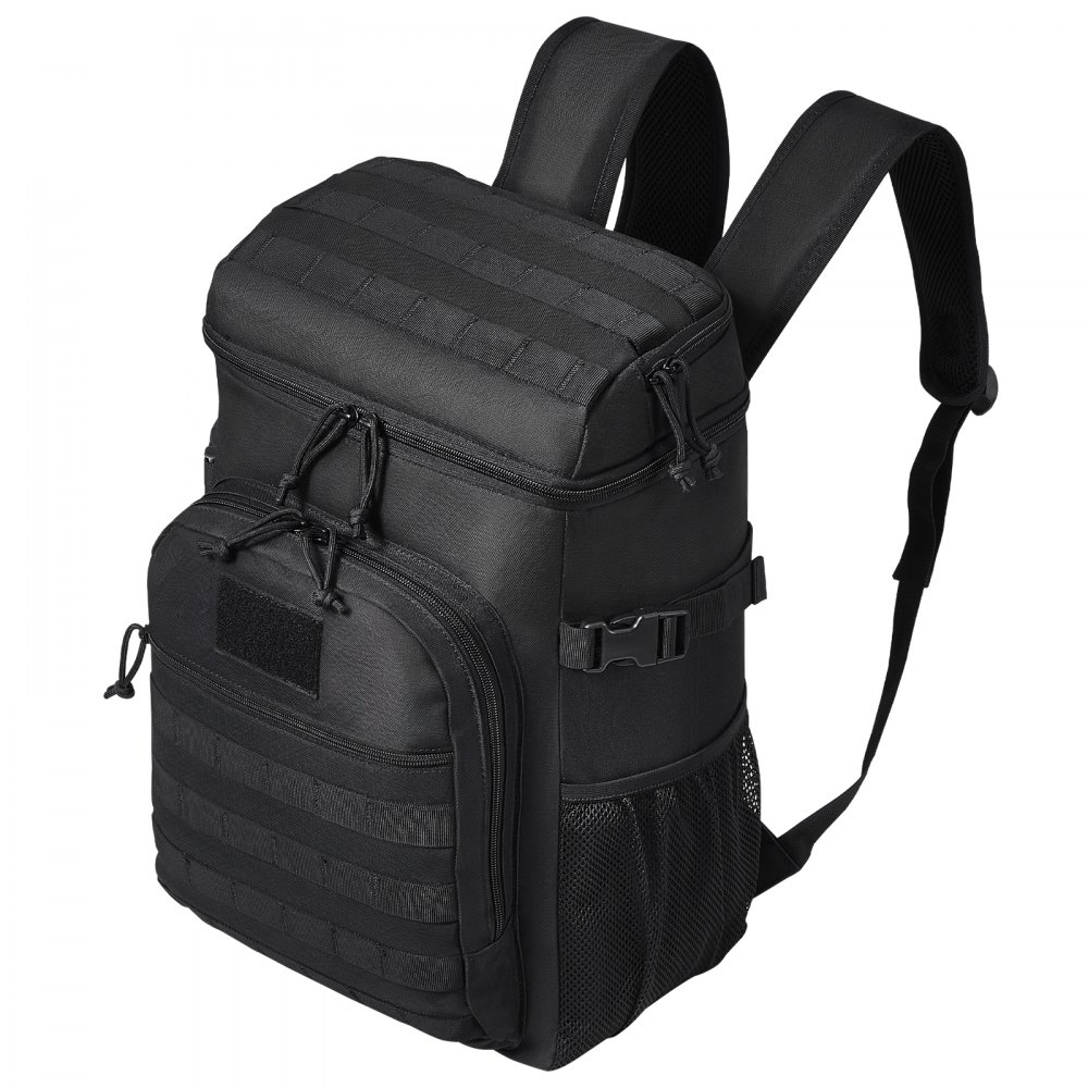 VEVOR Bolsa Térmica Táctica, Bolsa de Almuerzo Aislada de 25 L con Diseño Molle y Múltiples Bolsillos, Lonchera 600D con Bolsas de Almacenamiento Extraíbles para Oficina, Pícnic, Senderismo, Negro