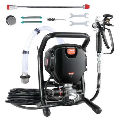 VEVOR Pulverizador de Pintura 750 W Máquinas Pintura Airless 1,2 L/min Pistola de Pulverización Eléctrica sin Aire Presión Máxima 3000 PSI con Manguera de 7,6 m para Pared, Mueble, Exterior, Interior