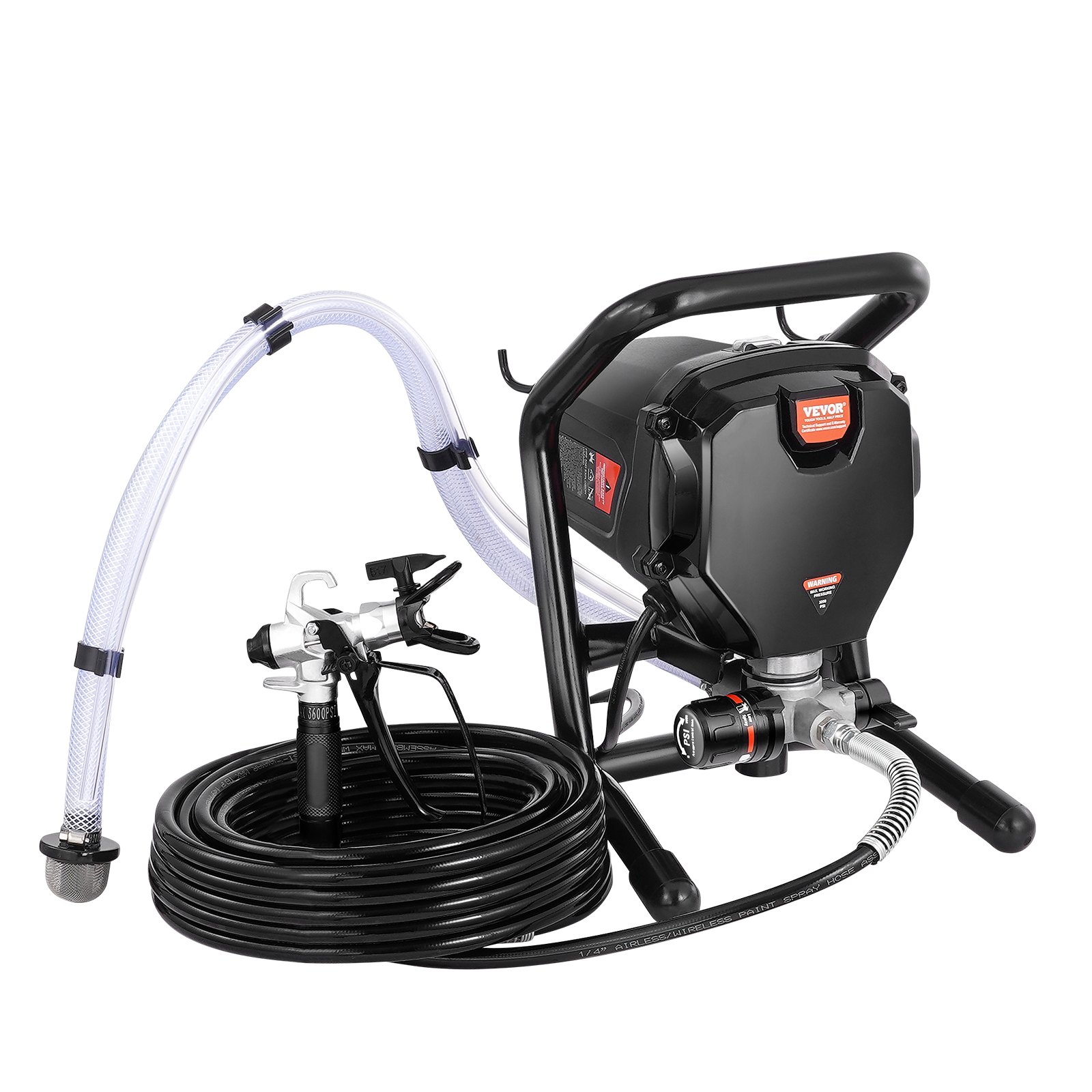 VEVOR Pulverizador de Pintura 750 W Máquinas Pintura Airless 1,2 L/min Pistola de Pulverización Eléctrica sin Aire Presión Máxima 3000 PSI con Manguera de 7,6 m para Pared, Mueble, Exterior, Interior