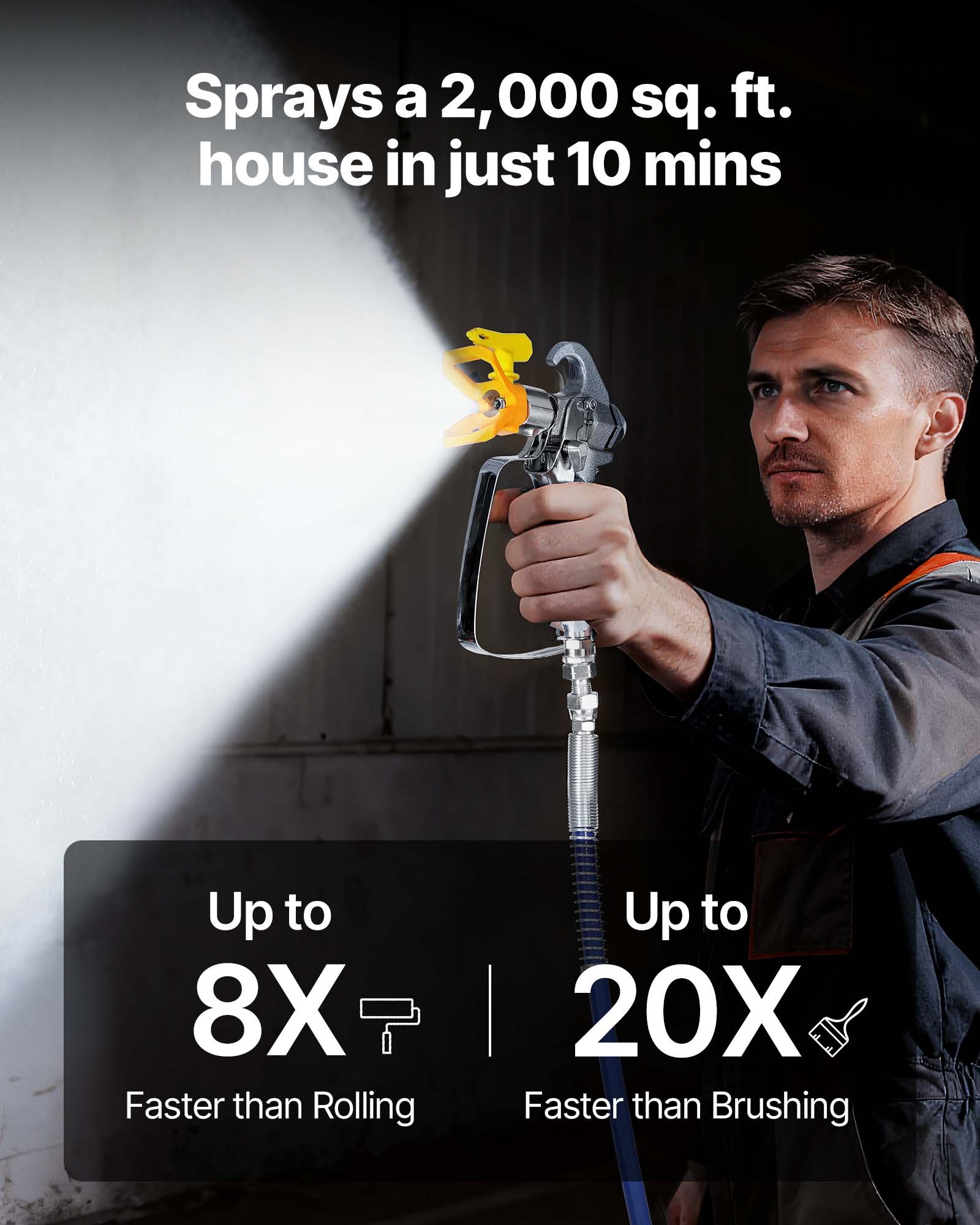 VEVOR Pulverizador de Pintura sin Aire 1500 W 3300 PSI, con Cepillo de Limpieza, Manguera, Tubo de Extensión, Boquillas, Máquina de Pintura Airless para Apartamentos, Instalaciones Industriales