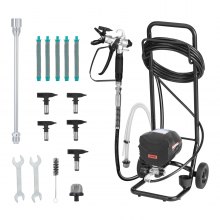 VEVOR Pulverizador de Pintura sin Aire 650 W 3000 PSI, Máquina de Pintura Airless con Carrito, con Cepillo de Limpieza, Manguera, Tubo de Extensión, Boquillas, para Pintar Exteriores, Interiores