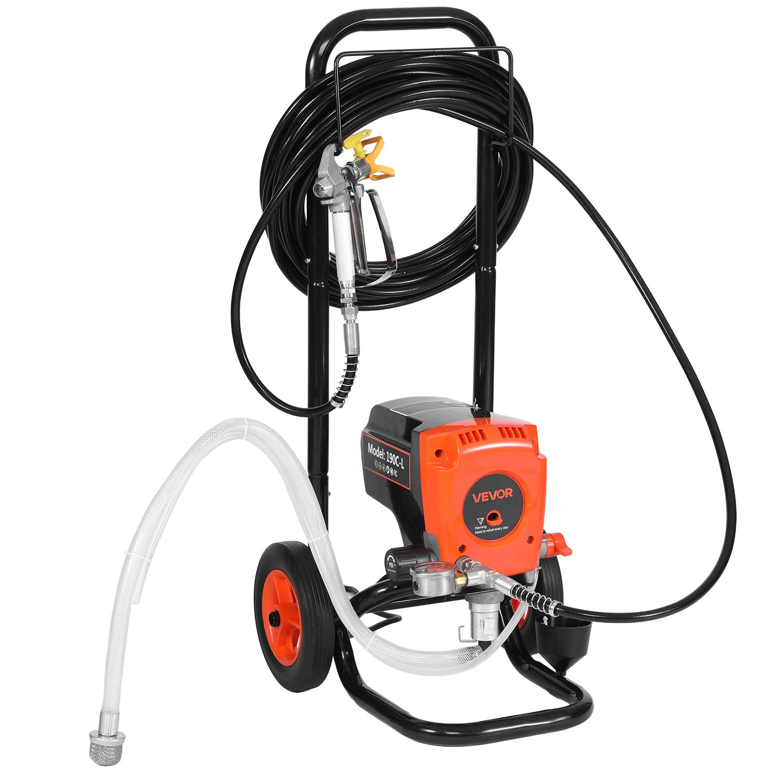 VEVOR Pulverizador de Pintura sin Aire 900 W 3300 PSI, Máquina de Pintura Airless con Carrito, con Cepillo de Limpieza, Manguera, Tubo de Extensión, Boquillas, para Pintar Exteriores, Interiores