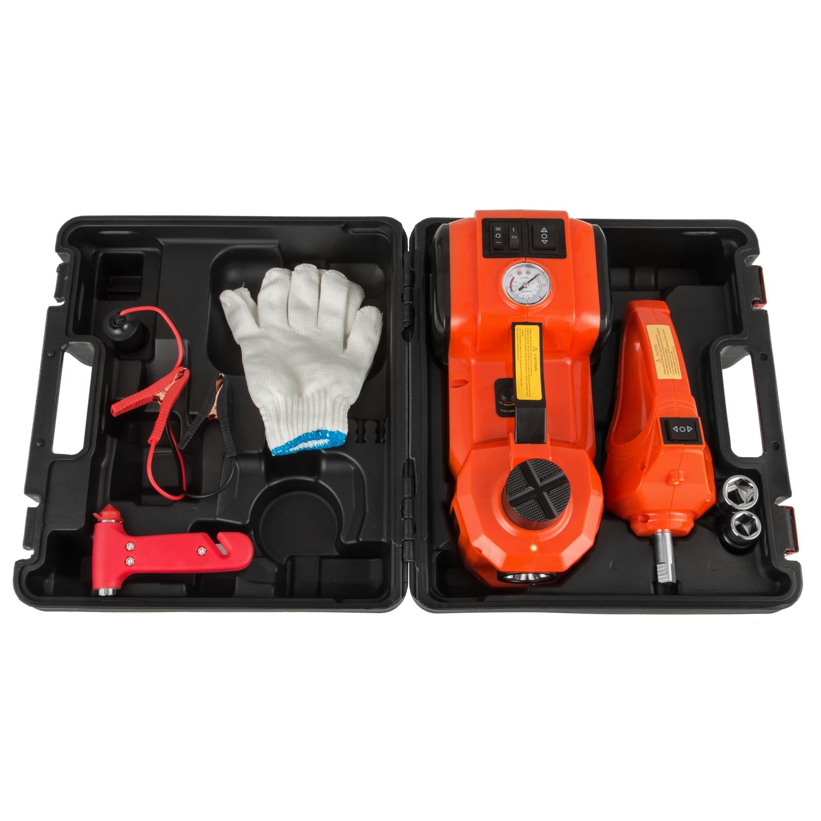 12V DC 6600 LBS 3T Gato hidráulico eléctrico Inflador Bomba Llave 3 en 1 Kit de herramientas