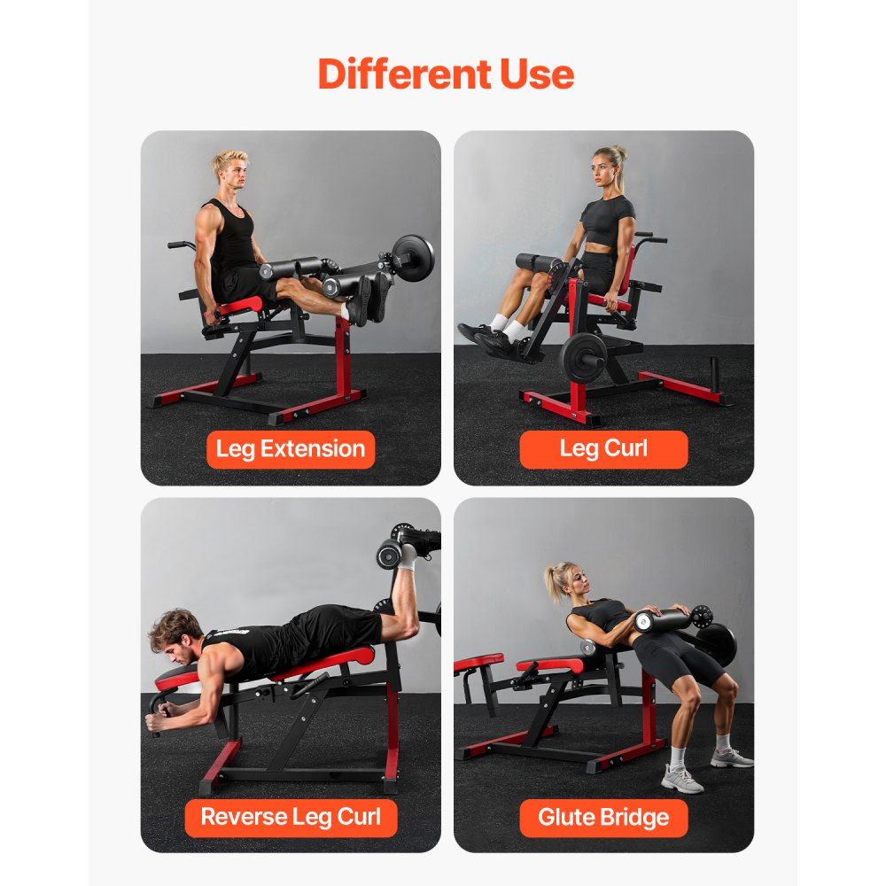 VEVOR Leg Extension and Curl Machine, Seated Leg Rotation for Thighs, Adjustable Device for Special Lower Body Exercises, Home Gym Training Bench, 250 kg Load Capacity