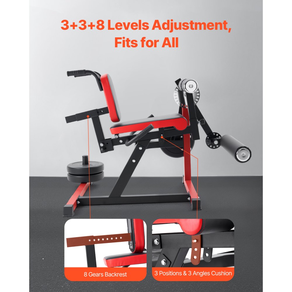 VEVOR Máquina de Extensión y Curl de Piernas, para Ejercicios Especiales de la Parte Inferior del Cuerpo, Banco de Entrenamiento para Gimnasio en Casa, Capacidad de 259 kg, 1065 x 997 x 965 mm