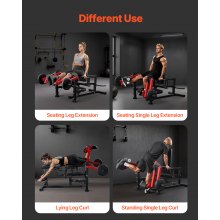 VEVOR Máquina de Extensión y Curl de Piernas Acero al Carbono Capacidad 317 kg