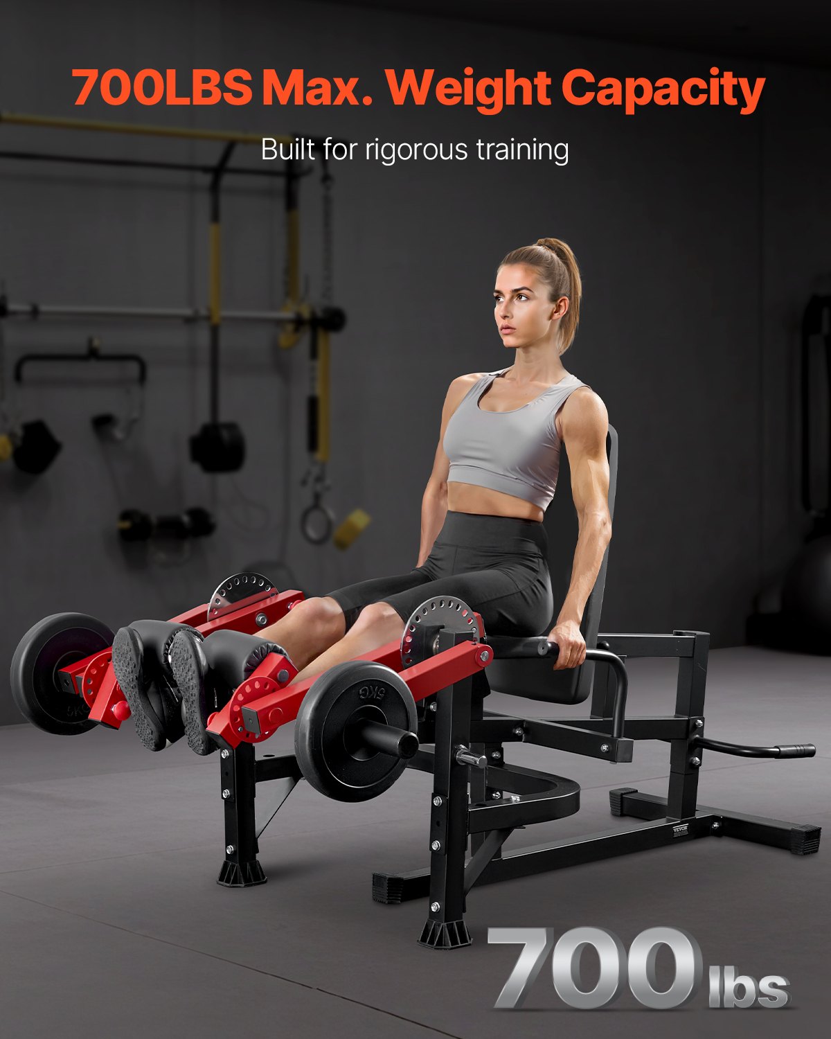 VEVOR Leg Extension and Curl Machine, Seated Leg Rotation for Thighs, Adjustable Device for Special Lower Body Exercises, Home Gym Training Bench (317 kg Load Capacity)