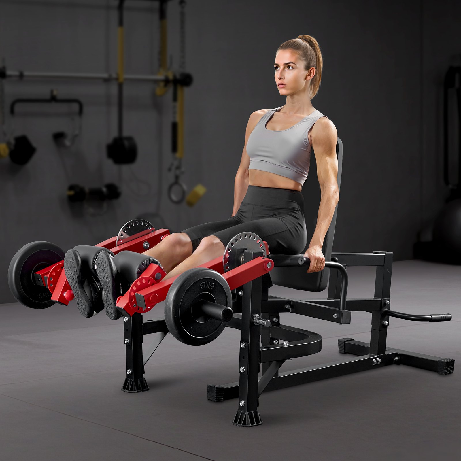 VEVOR Leg Extension and Curl Machine, Seated Leg Rotation for Thighs, Adjustable Device for Special Lower Body Exercises, Home Gym Training Bench (317 kg Load Capacity)