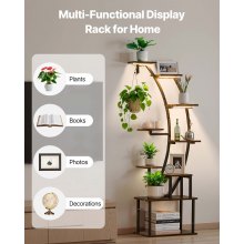 VEVOR Soporte para Plantas con Luz de Cultivo 9 Niveles Alto de 166 cm, Forma de Media Luna, Estante con Luz para Plantas, 3 Temporizadores y 10 Niveles de Brillo, para Sala de Estar, Balcón