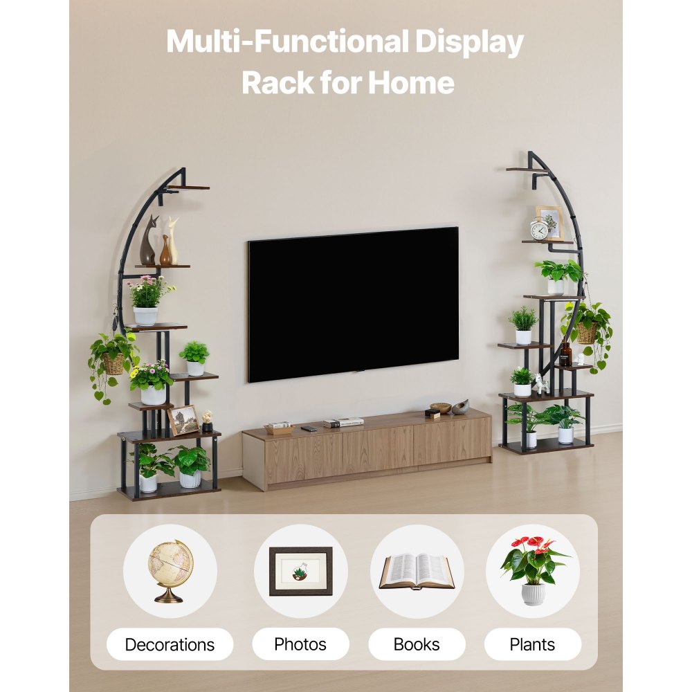 VEVOR Soporte para Plantas con Luz de Cultivo 7 Niveles Alto de 166,5 cm, Forma de Media Luna 2 Piezas, Estante con Luz para Plantas, 3 Temporizadores y 10 Niveles de Brillo, para Sala de Estar