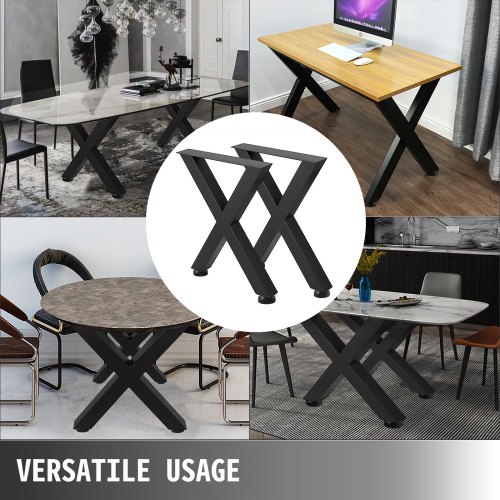 VEVOR Patas de Mesa, 720 x 790 mm Mesa de Comedor de Metal con Marco en X Escritorio Negro, Conjunto de 2 Patas de Mesa de Acero de Calidad, Patas para Muebles Tienda de Café Bar de Oficina en Casa