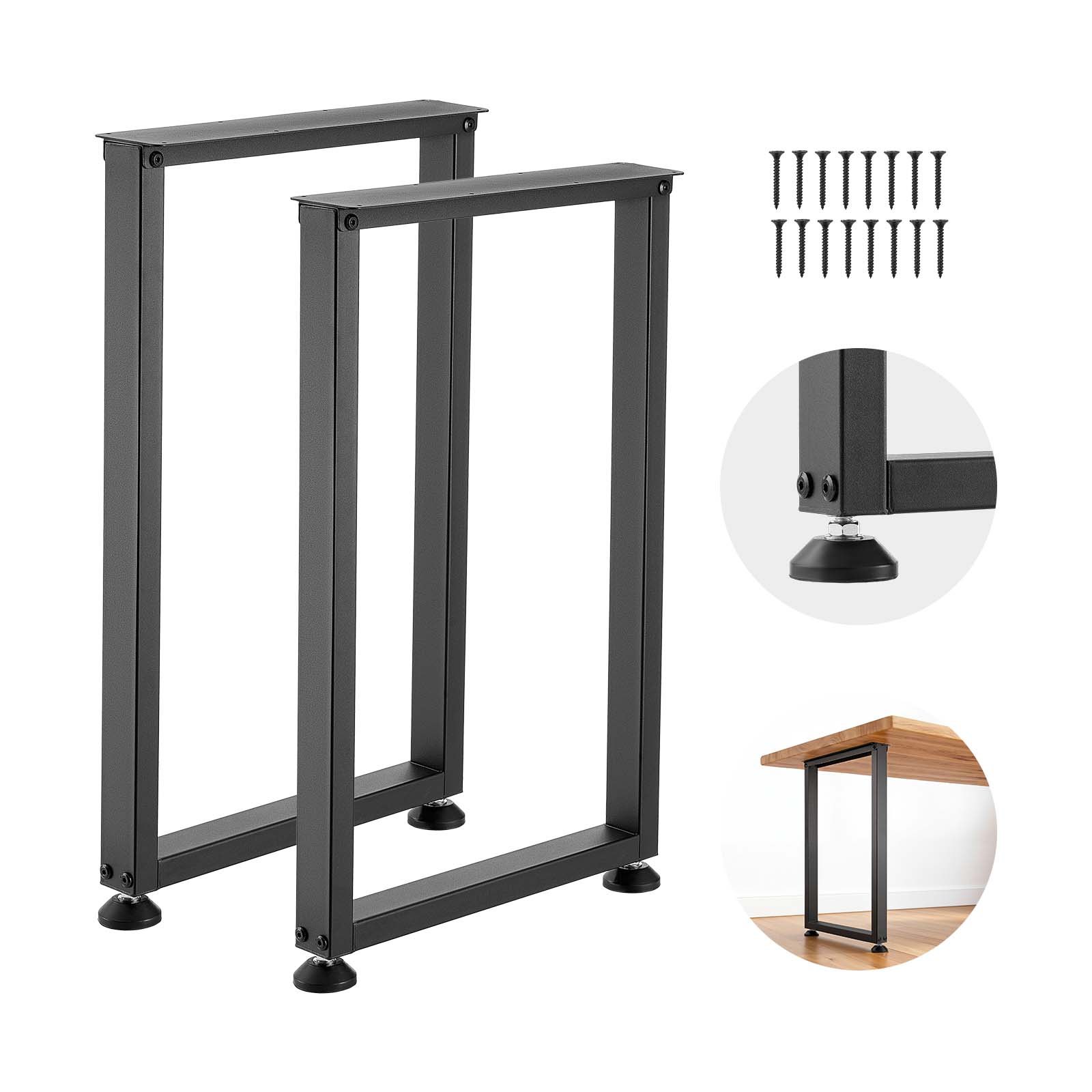 VEVOR Patas de Mesa Cuadradas de Acero al Carbono, Capacidad Máxima 1000 kg, 740 x 450 mm, Negro, Juego de 2 Patas con Kit de Herrajes para Muebles, Escritorio, Banco de Trabajo, Mesa de Bar y Oficina