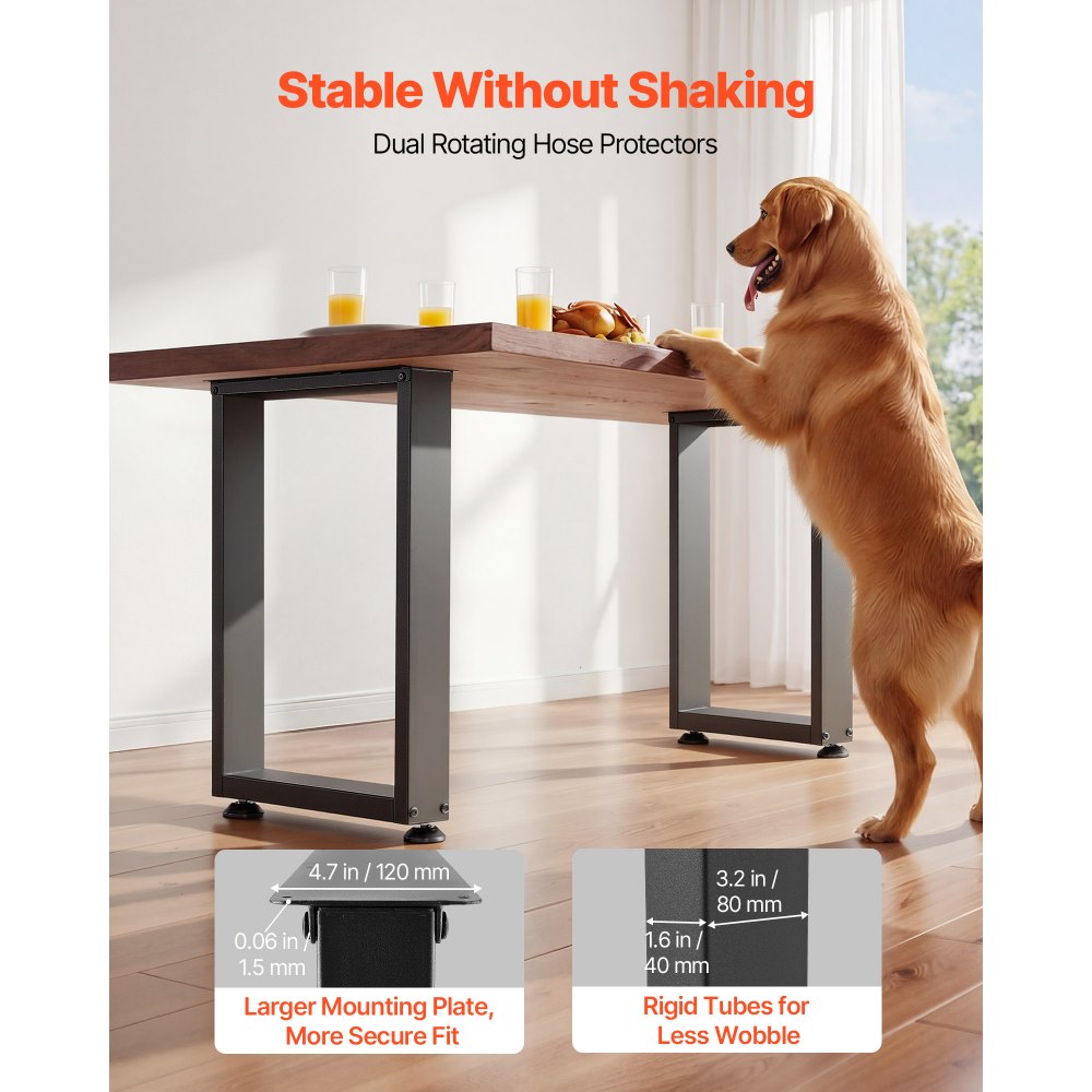 VEVOR Patas de Mesa Cuadradas de Acero al Carbono, Capacidad Máxima 1000 kg, 750 x 600 mm, Negro, Juego de 2 Patas con Kit de Herrajes para Banco de Trabajo, Escritorio, Muebles, Oficina y Mesa de Bar